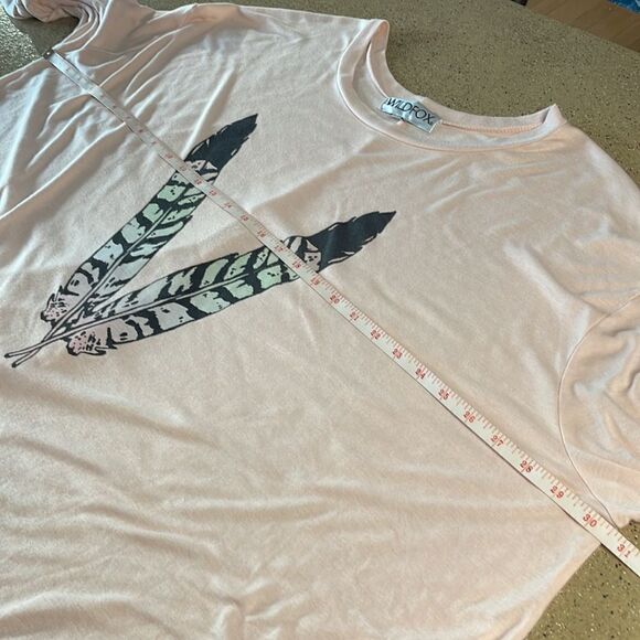 Wildfox Oversized Feather Print Boho Long Sleeve Shirt sz M - Picture 7 of 12